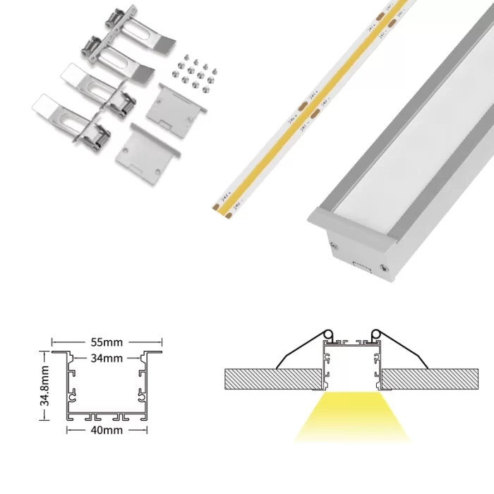 Profilo Striscia LED Serie ufficio L2000x40x34.8mm SP40-Profilo LED Parete--06