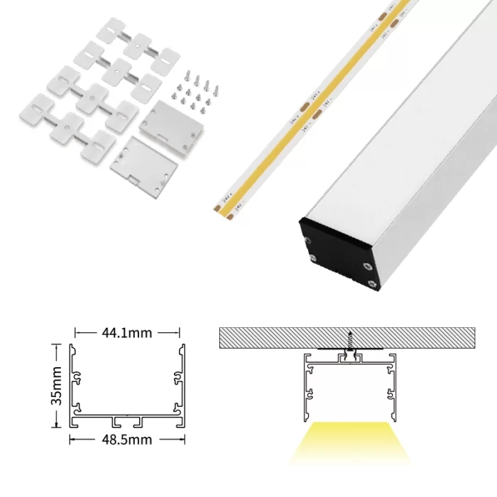 Profilo Strip LED sospensione L2000x48.5x35mm SP42-Profilo LED Soffitto--06