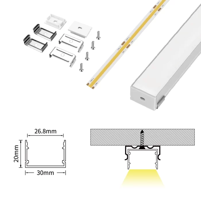 Profili per LED L2000x30x20mm SP37-Profilo LED Incasso--06