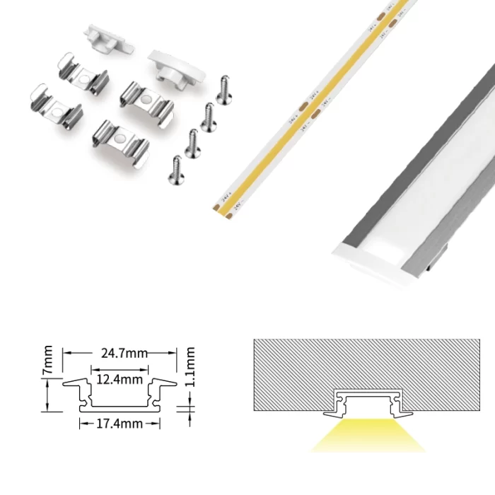 Profilo Alluminio Striscia LED L2000x24.7x7mm SP27-Profili Per Strisce Led--06