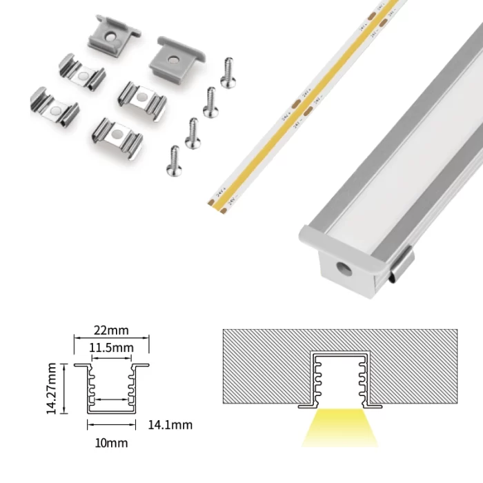 Striscia LED Cartongesso Profilo L2000x22x14.27mm SP29-Profilo LED Parete--06