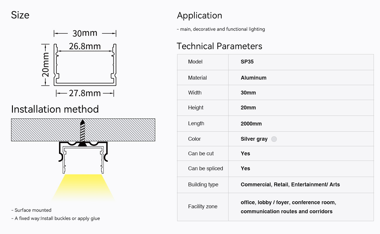 SP35 Profili LED Cartongesso Soffitto 2000x30x20mm-Profilo Led Soffitto--09