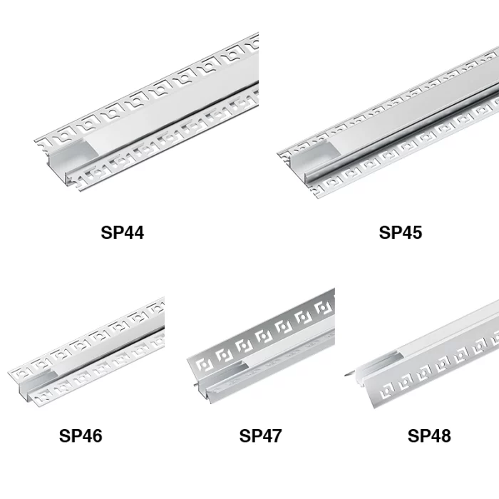 Profilo in alluminio incassato in cartongesso 2m, adatto per strisce LED di diversi produttori, larghezza massima 20mm. L2000x54.2x13.8mm SP44-Profilo LED Cartongesso--1