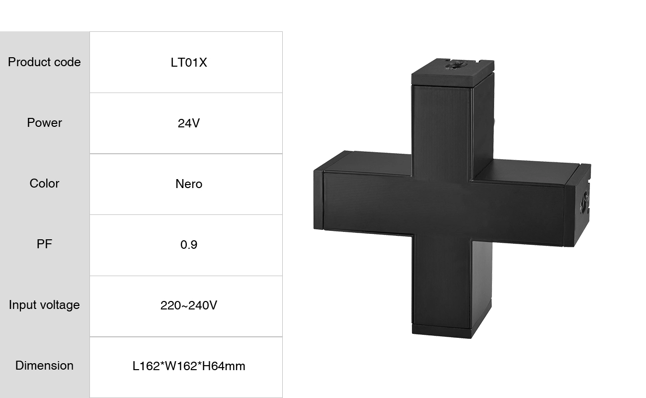 Giunto Modulare a "X" per Installazione Luci a LED 24 V Nero 3 Anni di Garanzia - LT01X-SLL001-B-Kosoom-Prodotti Personalizzabili--3