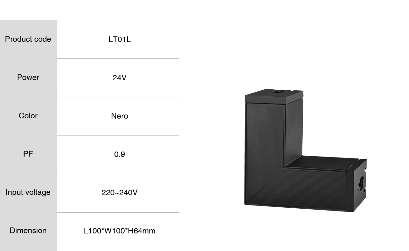 Giunto per Configurazione Versatile della Luce a LED 24 V Nero 3 Anni di Garanzia - LT01L-SLL001-B-KOSOOM-Prodotti Personalizzabili--3