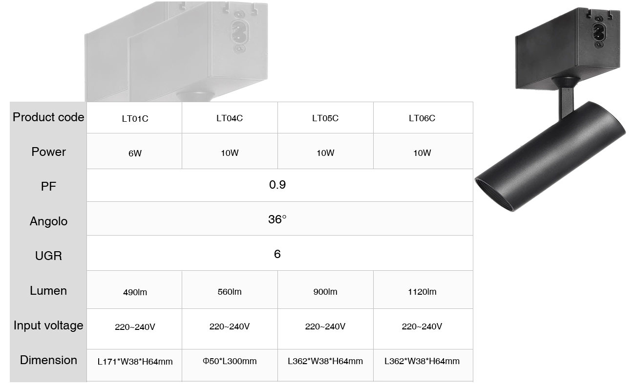 SLL001-B 10W 4000K 36° Nero faretti binario-Illuminazione della sala da pranzo--5