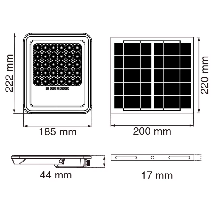 FL034 200W 4000K Proiettore solare-Lampade Solari-FL0-50w