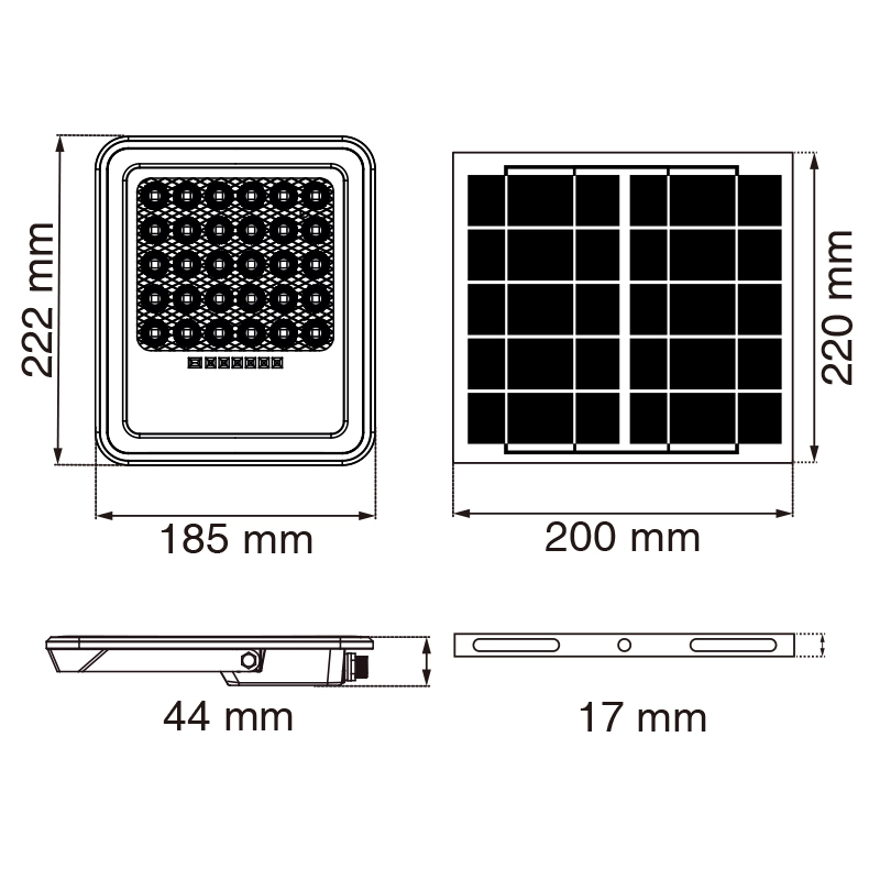 FL034 200W 4000K solprojektor - solcellelamper - FL0-50w
