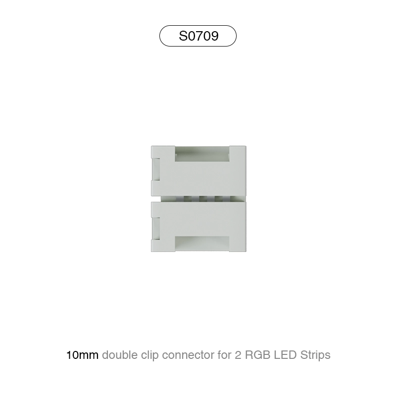 S0709 CONECTOR DOBLE CLIP 10MM PARA UNIR 2 Tiras LED RGB / Apto para 60 LEDS-Accesorios--S0709