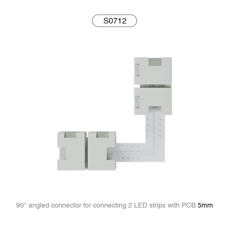 S0712 90° Angular Connector ເພື່ອເຊື່ອມຕໍ່ 2 ແຖບ LED ກັບ 5MM PCB / ເຫມາະສໍາລັບ 120 LEDs-LED Corridor Strips--S0712