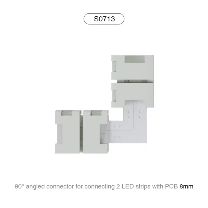 S0713 Connettore Agolare 90° per collegare 2 Strisce led  con PCB 8MM/Adatto per 140 LEDS-Strisce LED per Scale Interne--S0713