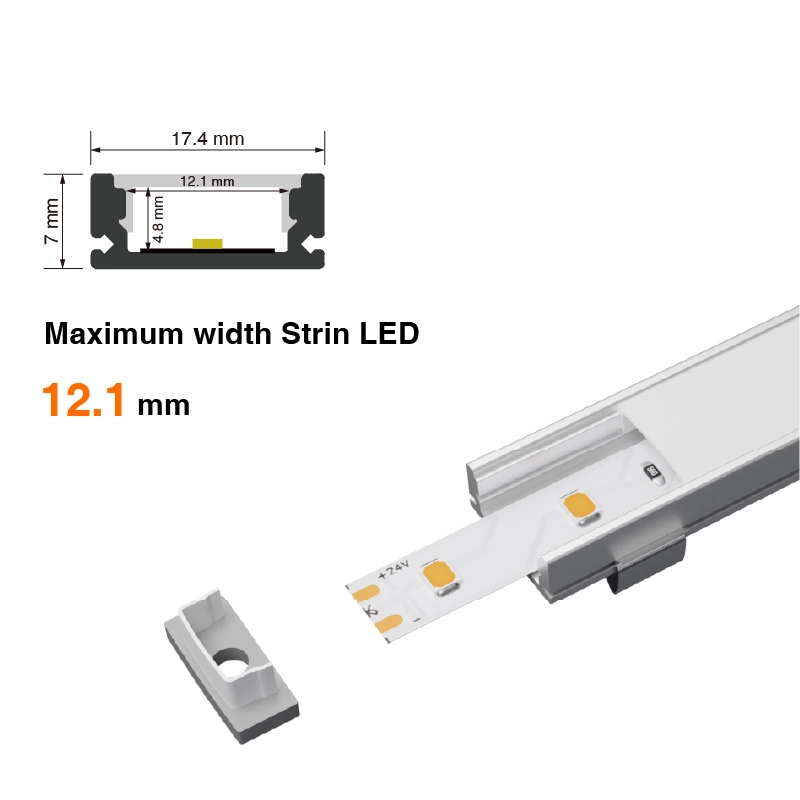 Profilati in Alluminio per LED L2000x17.4x7mm SP26-Illuminazione corridoio--SP26