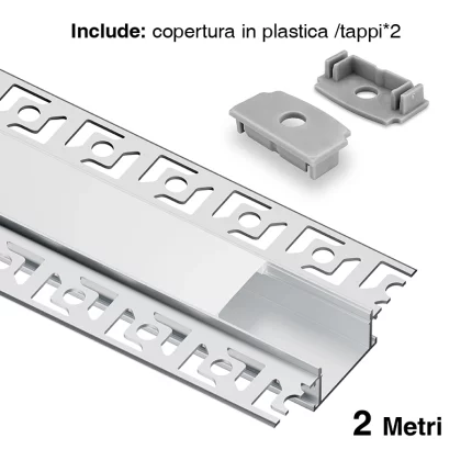 Profilo in alluminio incassato in cartongesso 2m, adatto per strisce LED di diversi produttori, larghezza massima 20mm. L2000x54.2x13.8mm SP44-Profilo LED Parete--SP44(1)