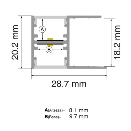 L2000x28.7x20.2mm Strip LED Profilo SP49-Illuminazione Bagno--SP49