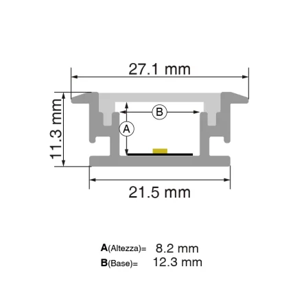 L2000x27.1x11.3mm Profili per LED a Parete SP51-Profili LED--SP51
