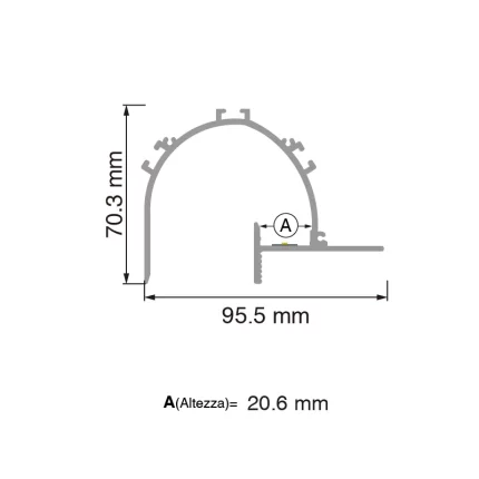 L2000x95.45x70.14mm Profili Alluminio LED SP53-Illuminazione corridoio--SP53