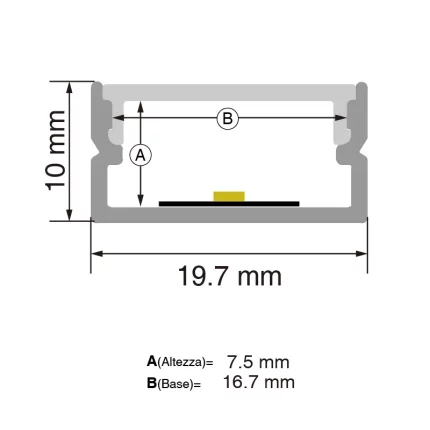 L2000x19.7x10mm Profili Striscia LED SP58-Profili LED--SP58