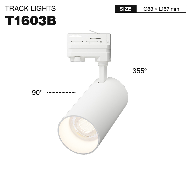 TRL016-30W-3000K-36°-Hvít braut með LED-kastara-Hvítir brautarkastarar--T1603B