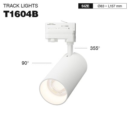 TRL016-30W-3000K-55°-트랙 쇼룸 조명이 포함된 흰색 스포트라이트--T1604B