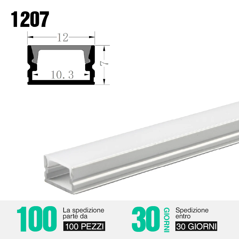 თაბაშირის მუყაოს LED პროფილებისთვის 2000*12*7მმ მოყვება აქსესუარები---1207