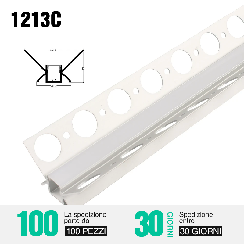 Светодиодный профиль для гипсокартона, 2 м, высококачественный алюминиевый светодиодный профиль для гипсокартона - 1213C
