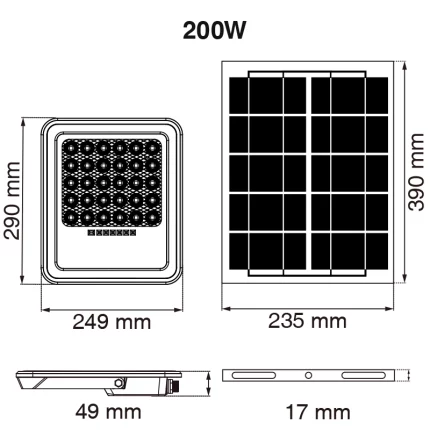 Fari LED Solari 50W/200W 4000K/6500K Dimmerabile Aut.3h/5h/8h IP65---200w(1)